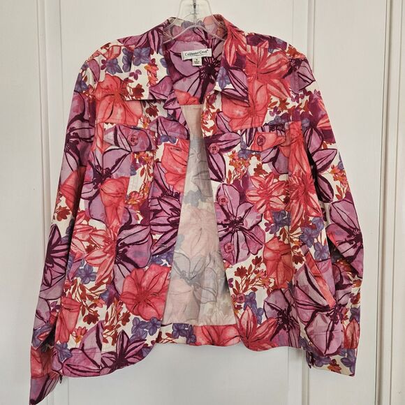 Coldwater Creek Jackets & Blazers - Coldwater Creek Floral Jacket  Pink Purple Jacket Cotton Spandex Sz. Med. Garden